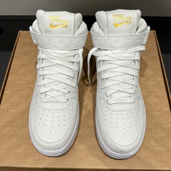 Louis Vuitton X Nike X Virgil Abloh Off-White Air Force One High White - 9 1/2 - Picture 6 of 12